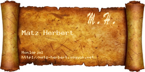 Matz Herbert névjegykártya